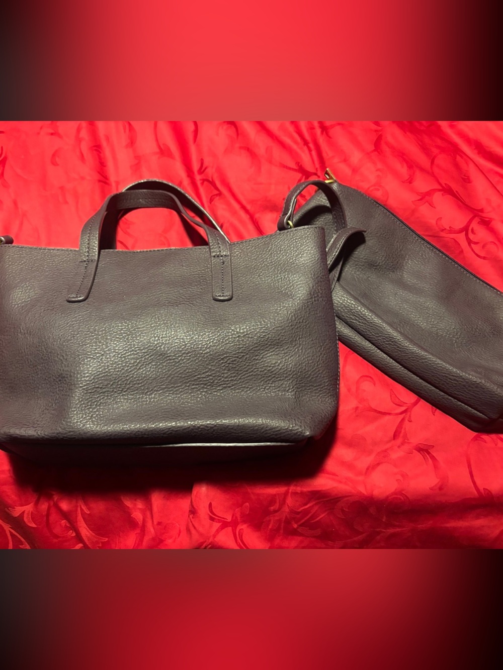 Womens Purple Joy Susan Handbag shoulder strap or handles removable inside pouch